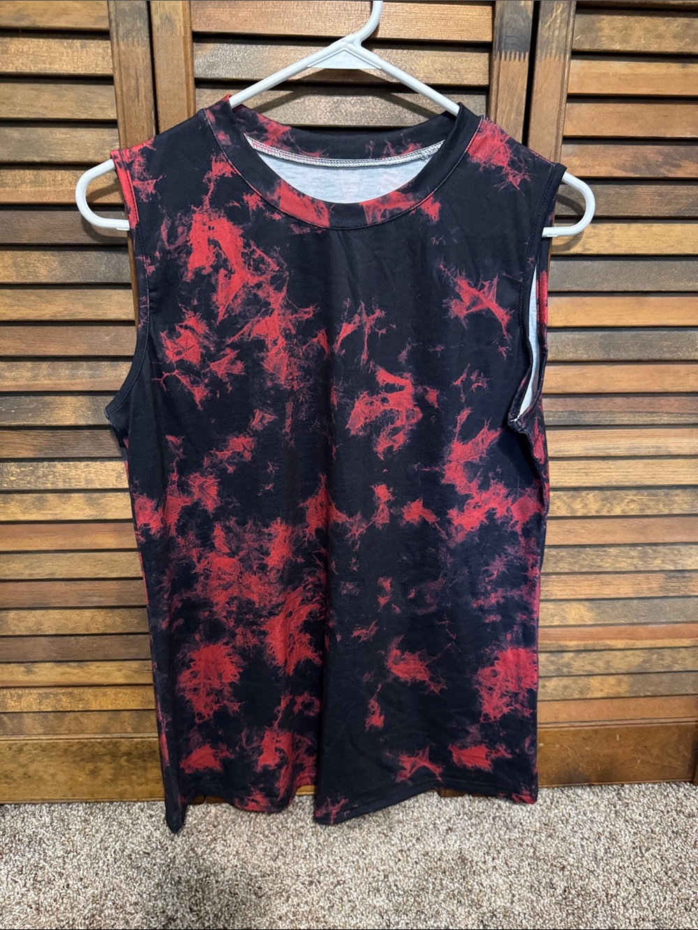 Sleeveless Tie-Dye Tank Top - Black & Red